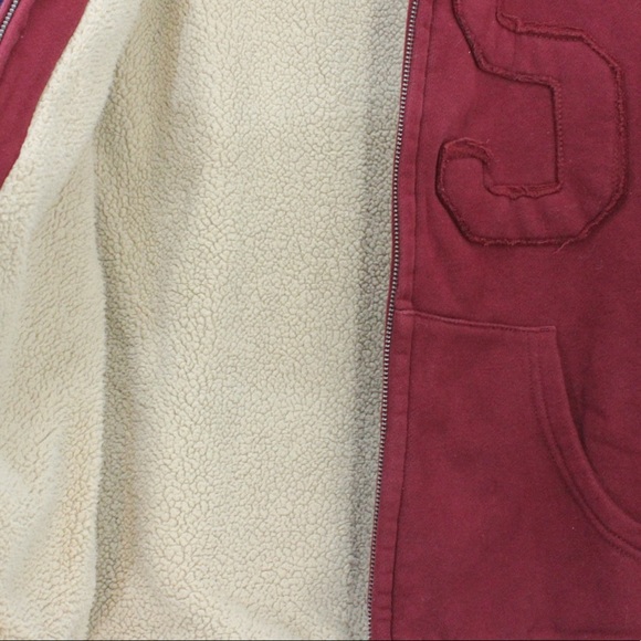 TOMMY HILFIGER Full Zip Hoodie Elbow Patches Faux Sherpa Fur Lined Heavy 12/14 - Picture 7 of 16